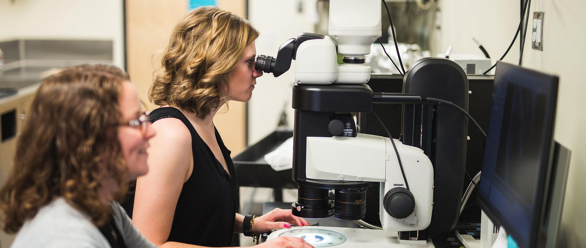 Student researches with a faculty member